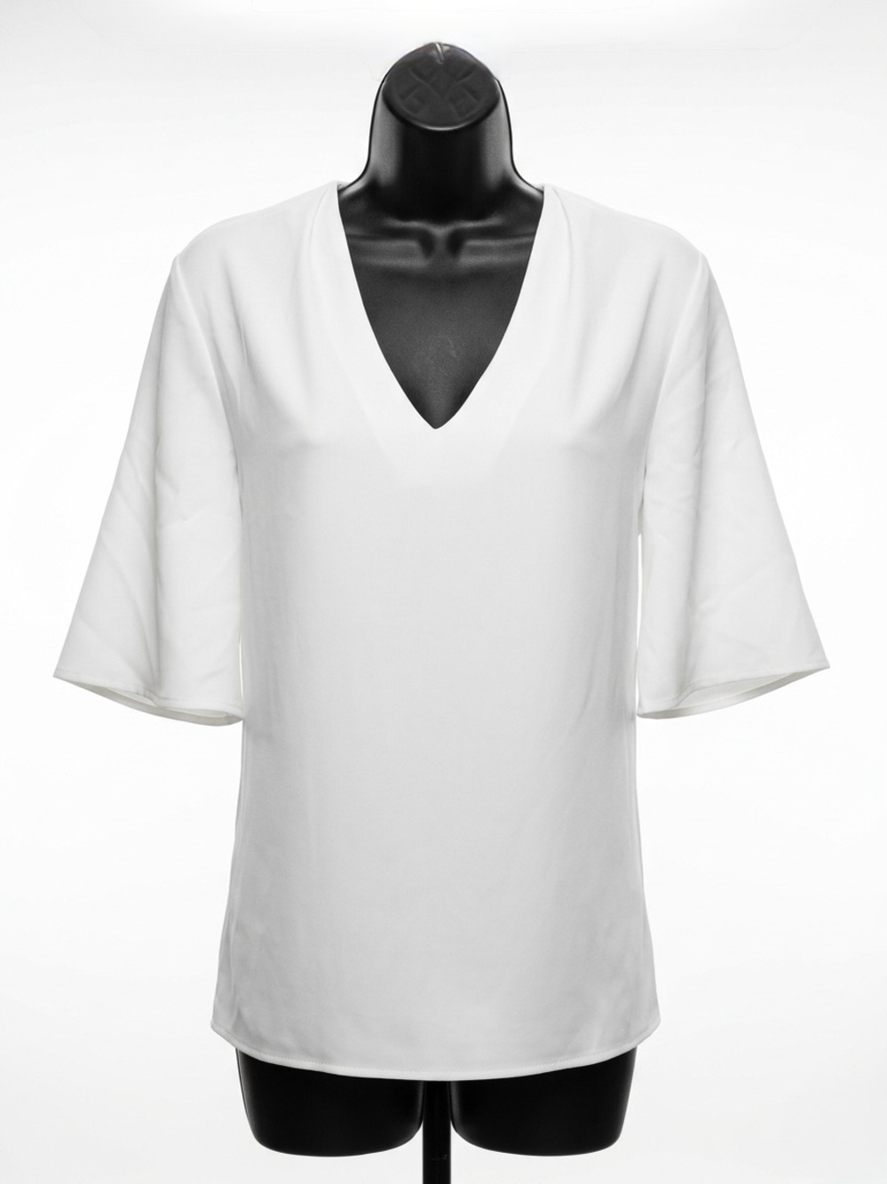 Karl Lagerfeld Paris White V-Neck Bell Sleeve Blouse Top - Size XL / Relaxed L